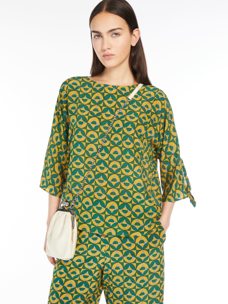 Printed crepe de chine blouse - GREEN - Weekend Max Mara