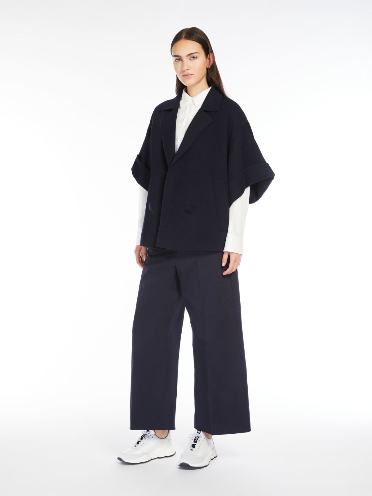 Cotton satin cropped trousers, navy | Weekend Max Mara