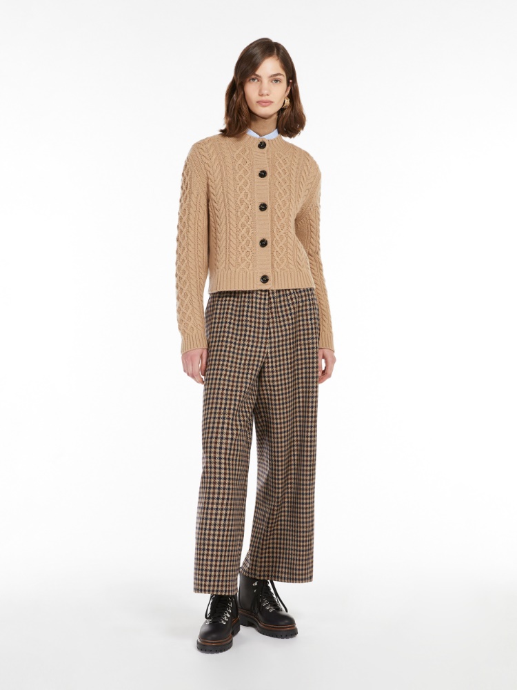 Wide-fit wool and cotton trousers - CAMEL - Weekend Max Mara