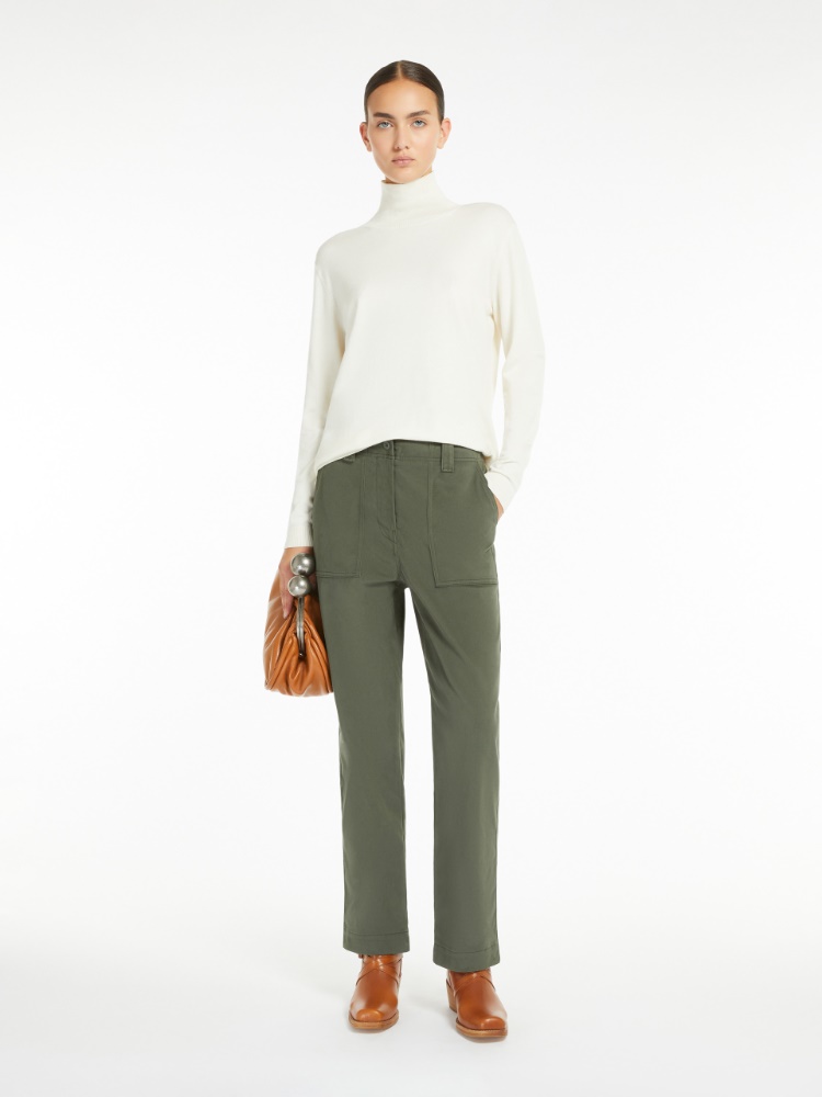 Cotton drill trousers - KAKI - Weekend Max Mara