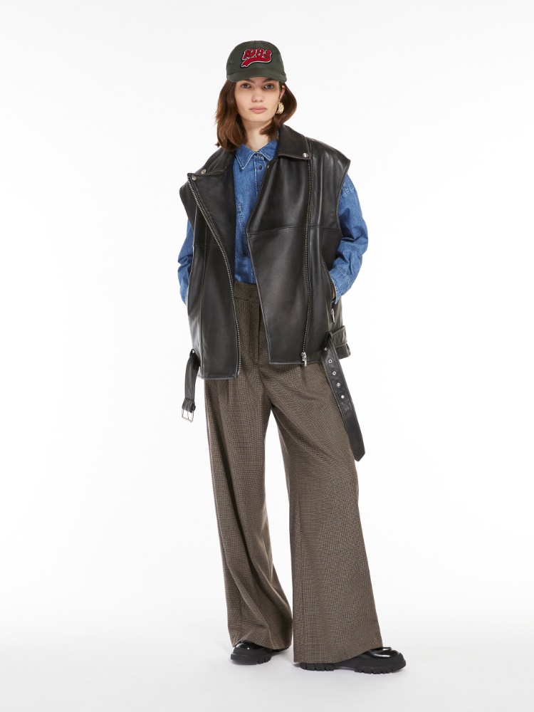 Wool flannel palazzo trousers - DARK BROWN - Weekend Max Mara