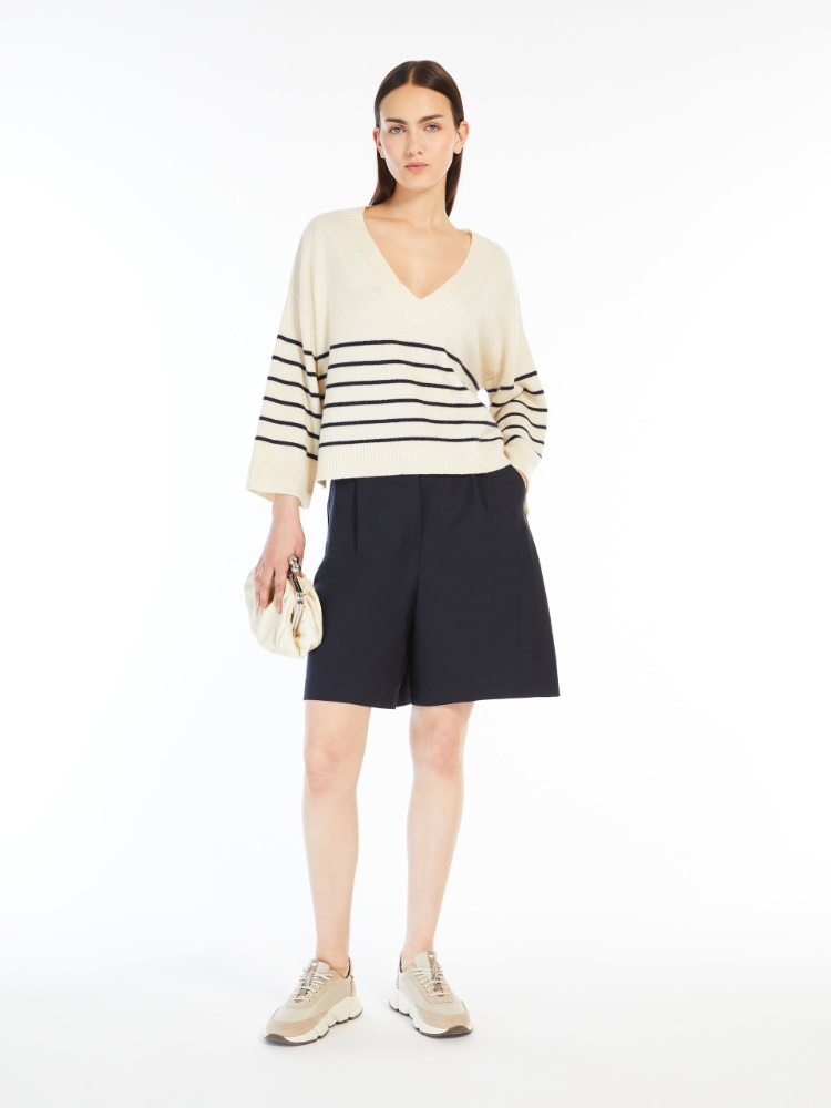 Woollen cloth Bermuda shorts - NAVY - Weekend Max Mara - 2