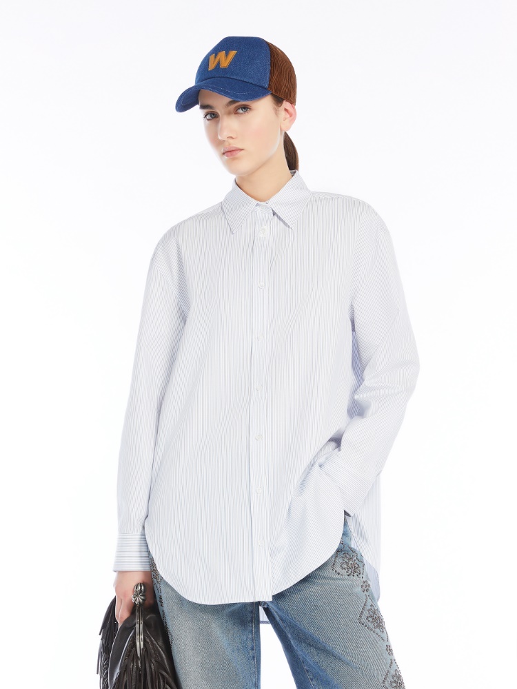 Oversized cotton twill shirt - WHITE - Weekend Max Mara