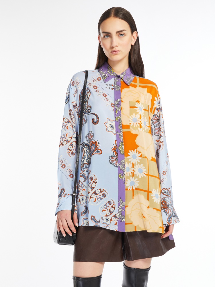 Printed crepe de chine shirt - LIGHT BLUE - Weekend Max Mara