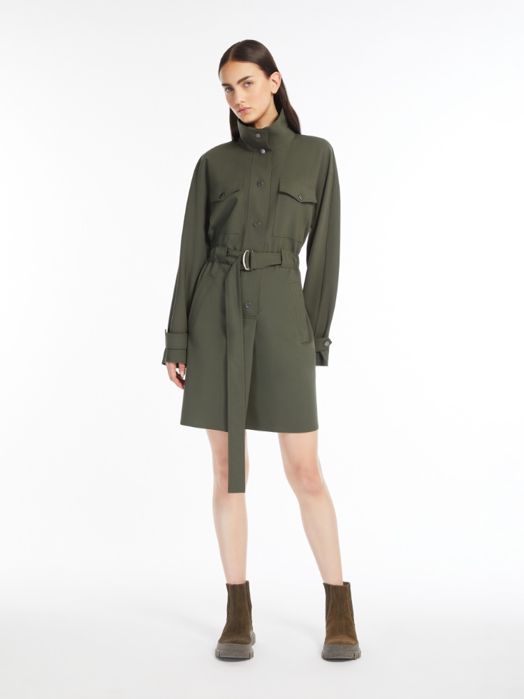 Wool gabardine dress - DARK GREEN - Weekend Max Mara