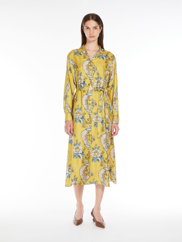 Printed silk shirt dress - YELLOW - Weekend Max Mara