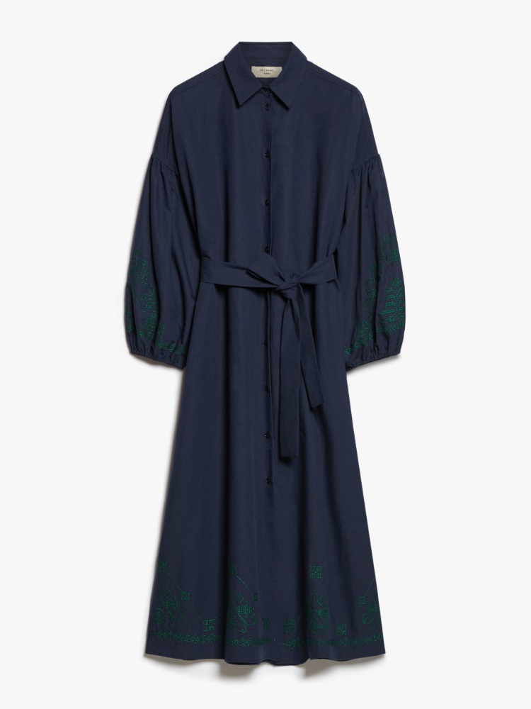 Cotton and linen shirt dress - NAVY - Weekend Max Mara - 2