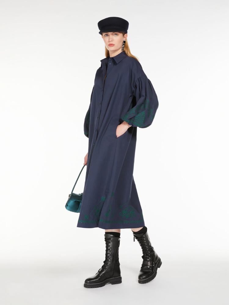 Cotton and linen shirt dress - NAVY - Weekend Max Mara