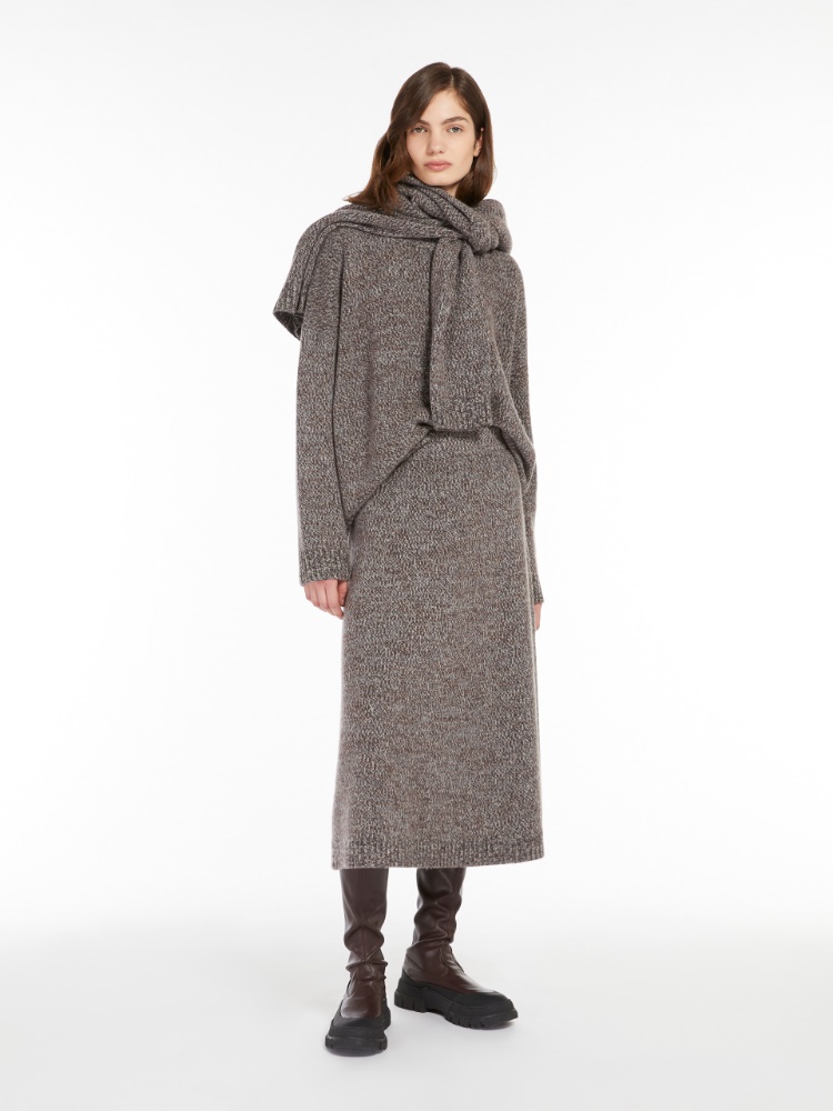 Flared wool skirt - DARK BOWN - Weekend Max Mara