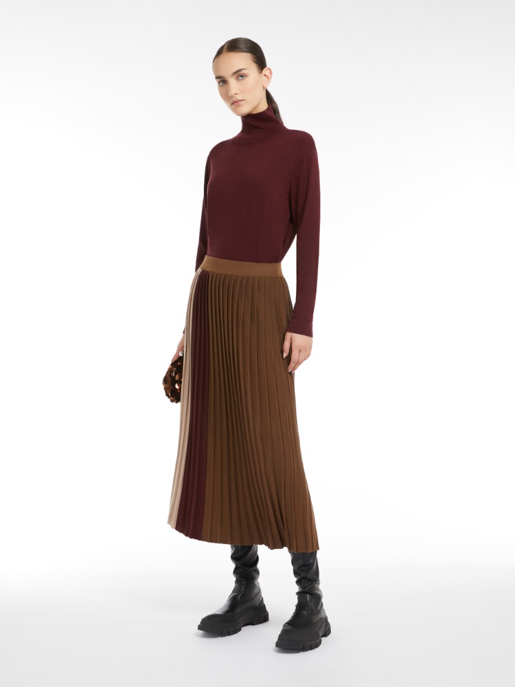 Pleated knit fabric skirt - SAND - Weekend Max Mara