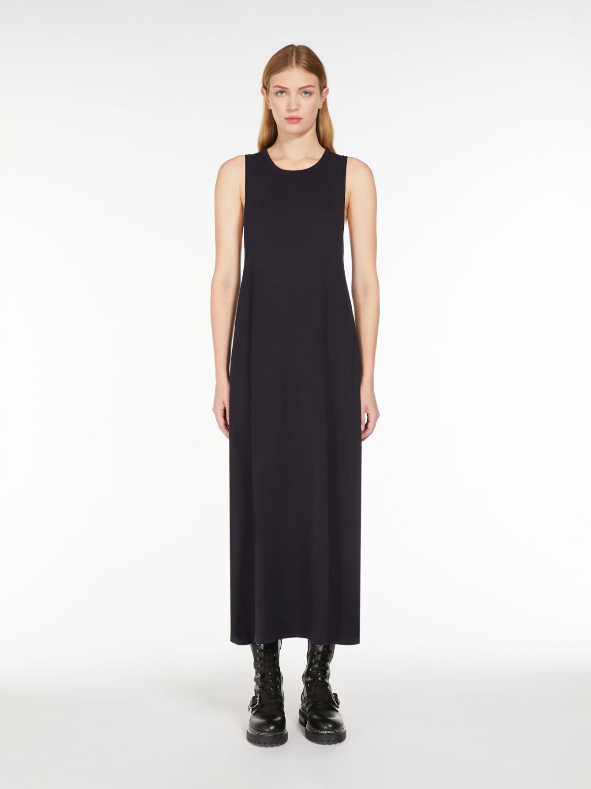 Sleeveless stretch viscose dress, navy | Weekend Max Mara