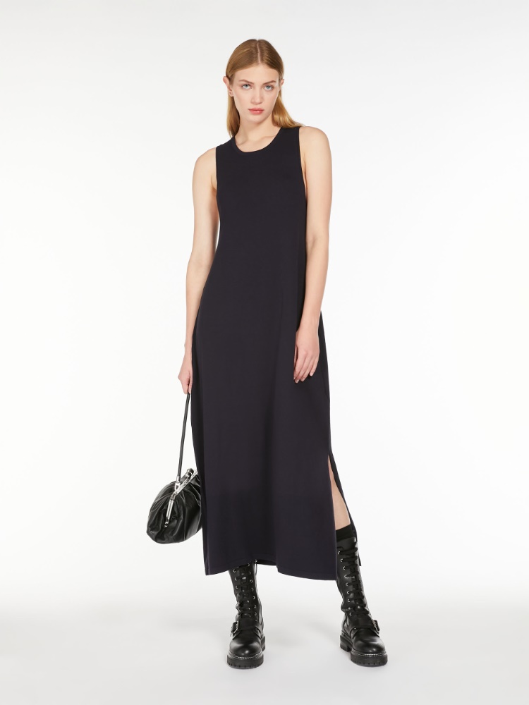 Sleeveless stretch viscose dress - NAVY - Weekend Max Mara