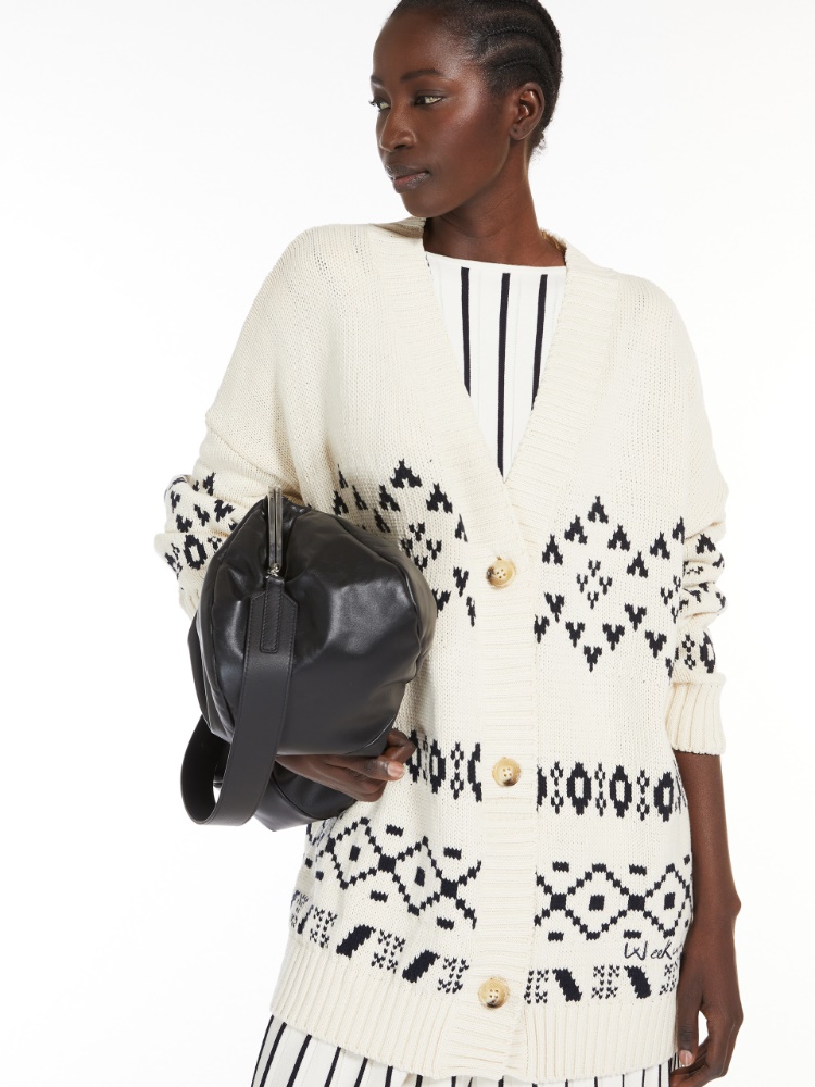 Oversized jacquard cotton cardigan -  - Weekend Max Mara