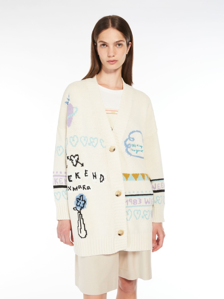 Oversized jacquard cotton cardigan -  - Weekend Max Mara