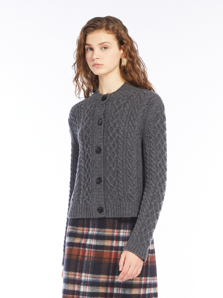 Cardigan in lana a trecce - GRIGIO SCURO - Weekend Max Mara