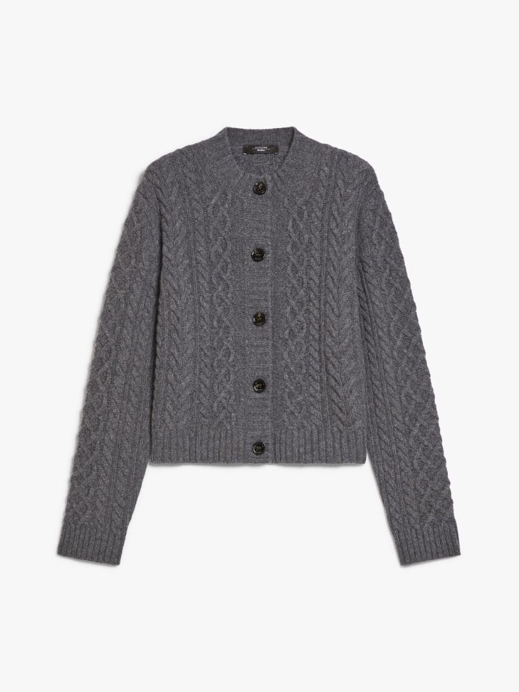 Cable-knit wool cardigan - DARK GREY - Weekend Max Mara