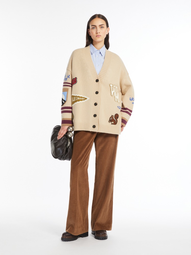 Inlay-detail wool cardigan - SAND - Weekend Max Mara - 2