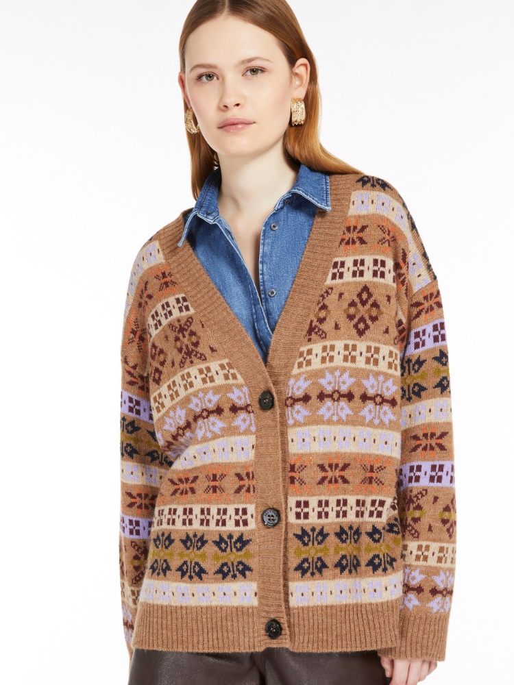 Cardigan in lana e alpaca jacquard - NOCCIOLA - Weekend Max Mara