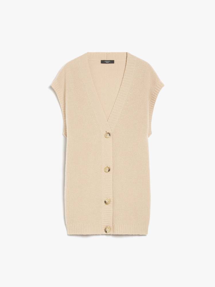 Wool knit fabric gilet - SAND - Weekend Max Mara