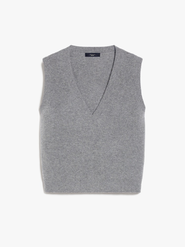 Cashmere yarn gilet - MEDIUM GREY - Weekend Max Mara