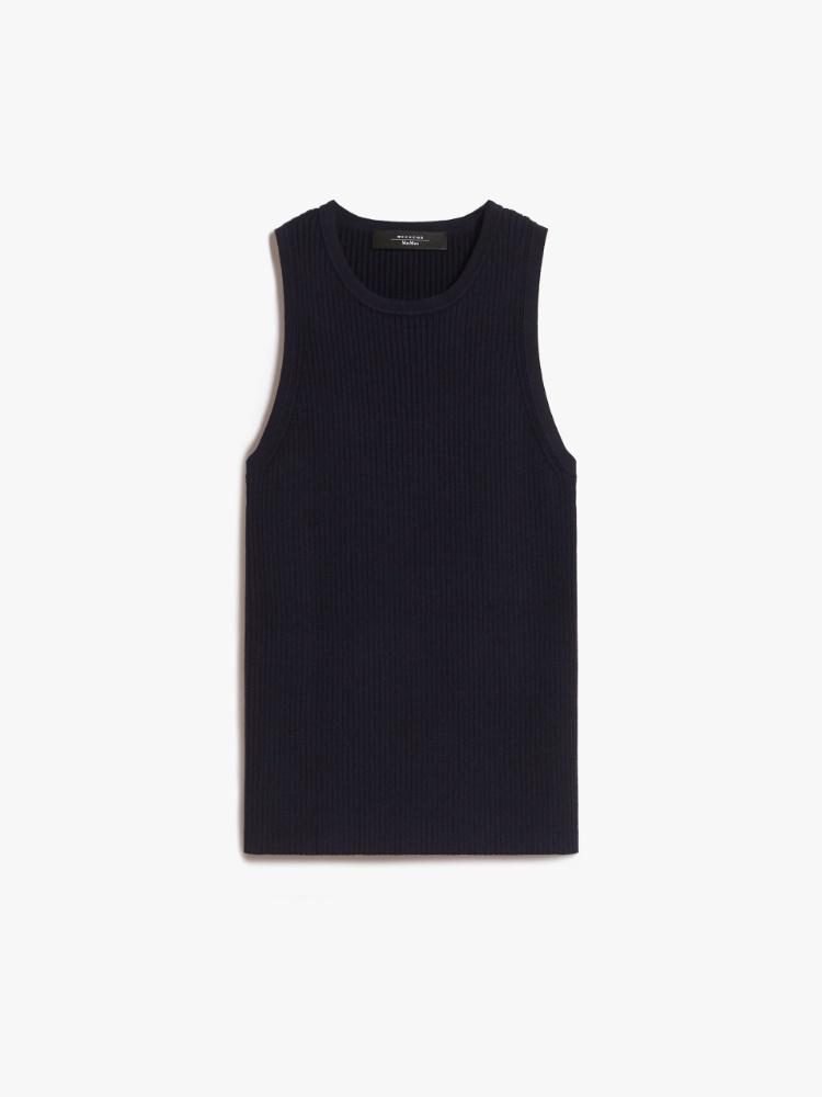 Rib-knit viscose top - NAVY - Weekend Max Mara