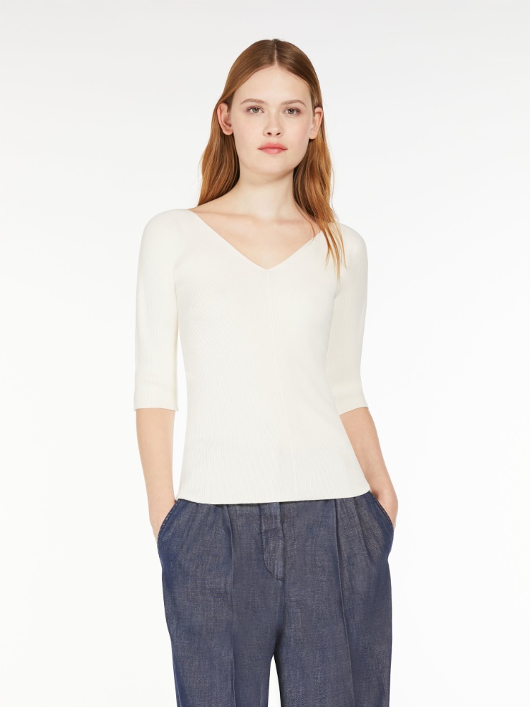 Rib-knit viscose V-neck sweater -  - Weekend Max Mara