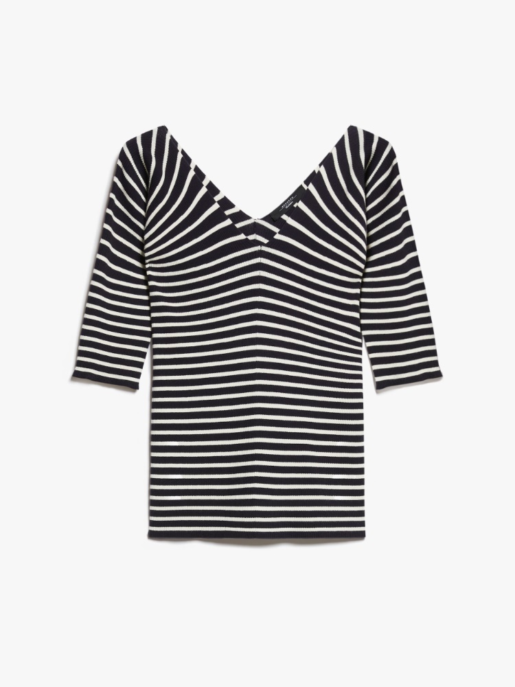 Maglia a V in viscosa a coste - BLU - Weekend Max Mara