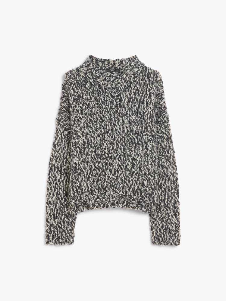 Wool-blend chiné crew-neck sweater - BLACK - Weekend Max Mara