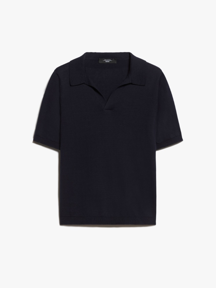 Silk and cotton yarn polo sweater - NAVY - Weekend Max Mara