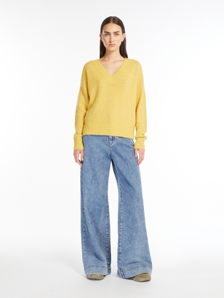 Alpaca and cotton V-neck sweater - YELLOW - Weekend Max Mara - 2