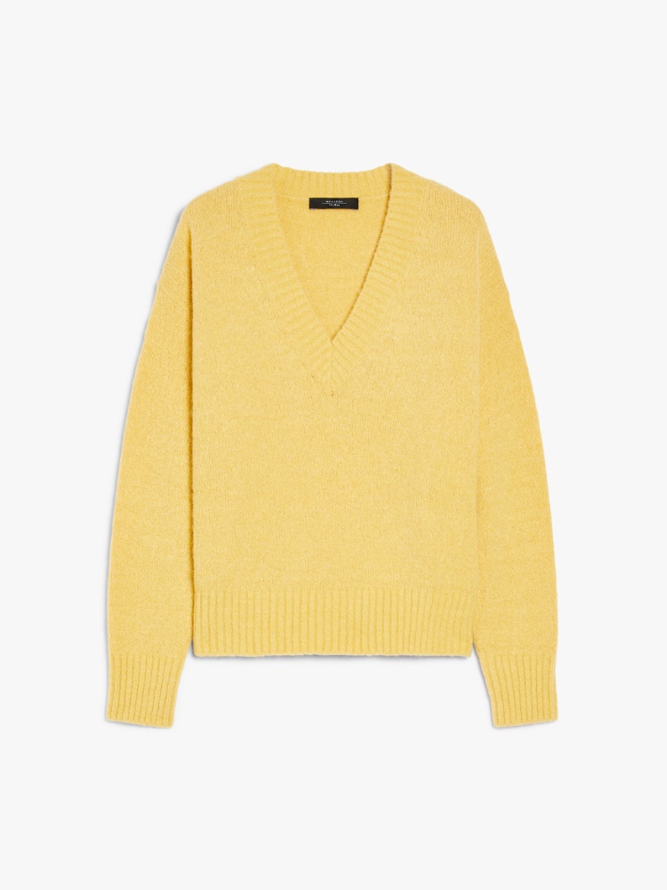 Alpaca and cotton V-neck sweater - YELLOW - Weekend Max Mara