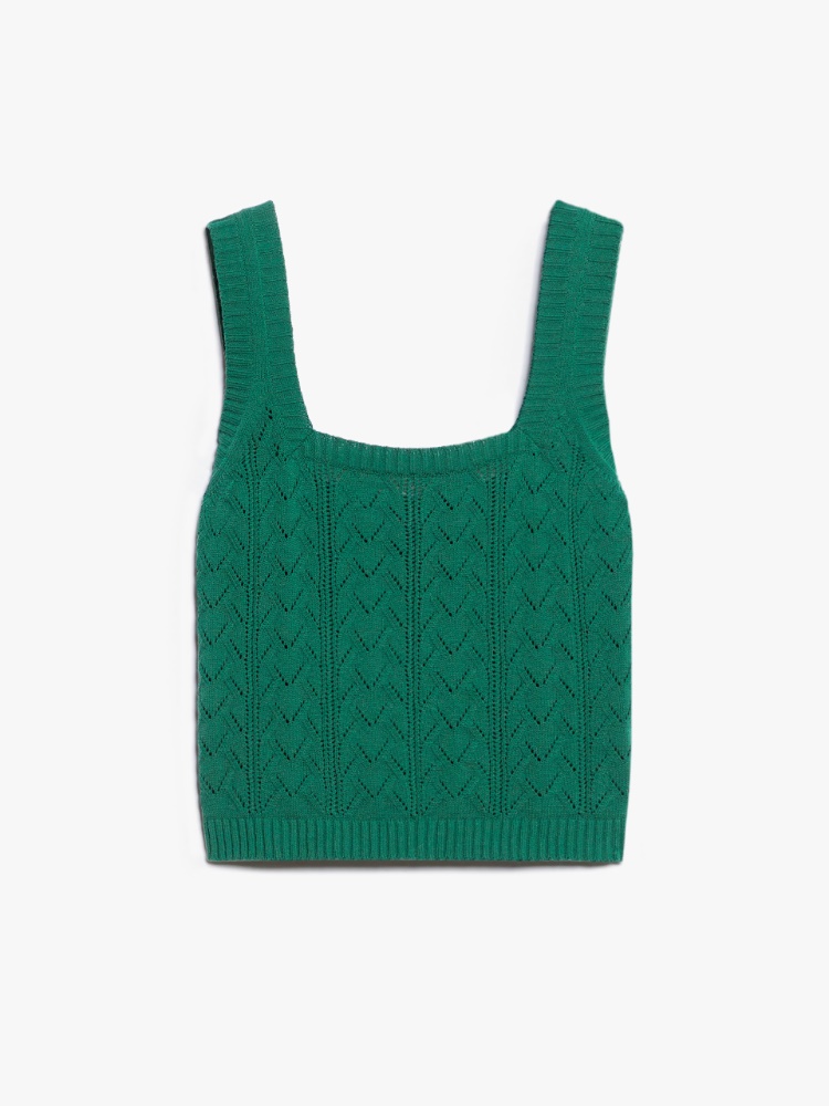Crochet-knit cotton yarn top - GREEN - Weekend Max Mara - 2