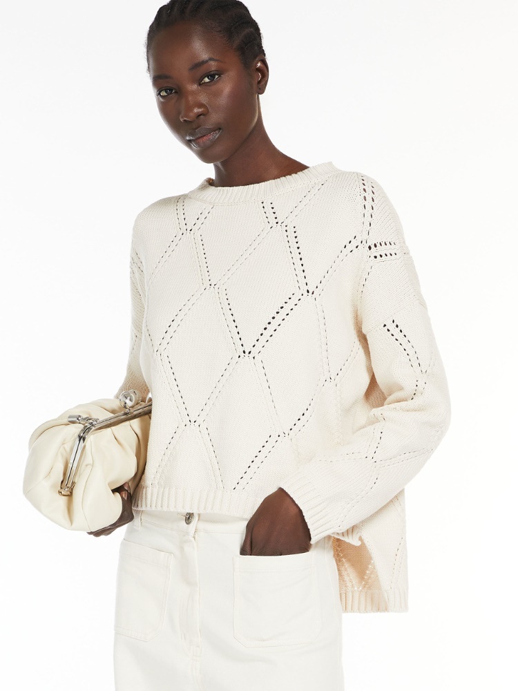 Oversized diamond-knit cotton sweater -  - Weekend Max Mara