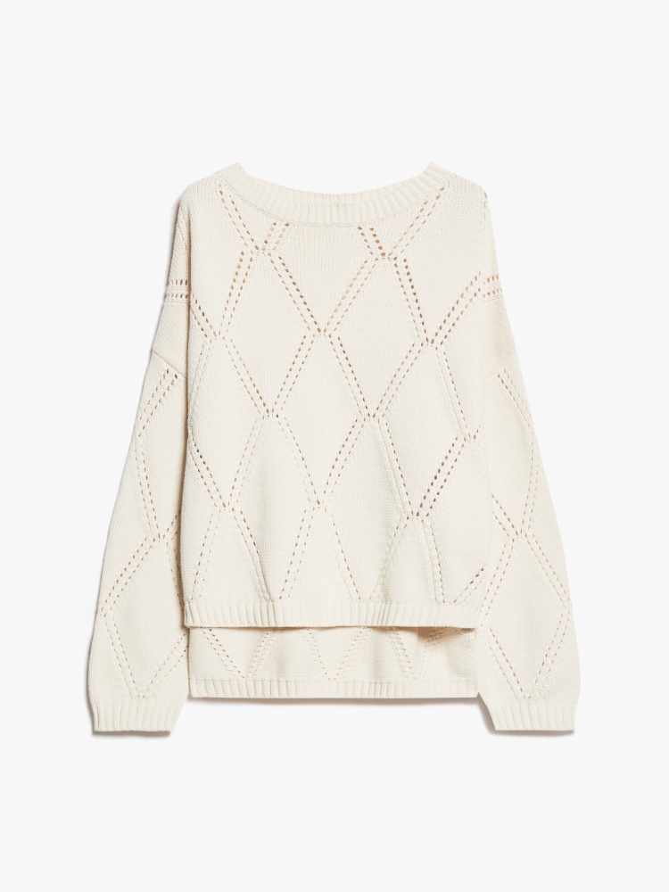 Oversized diamond-knit cotton sweater - ECRU - Weekend Max Mara