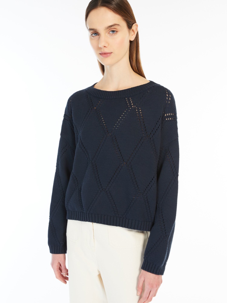 Oversized diamond-knit cotton sweater -  - Weekend Max Mara