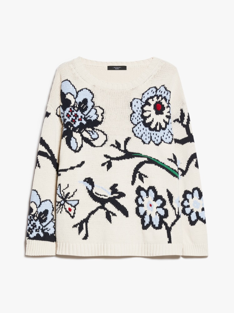 Inlaid cotton sweater - LIGHT BLUE - Weekend Max Mara