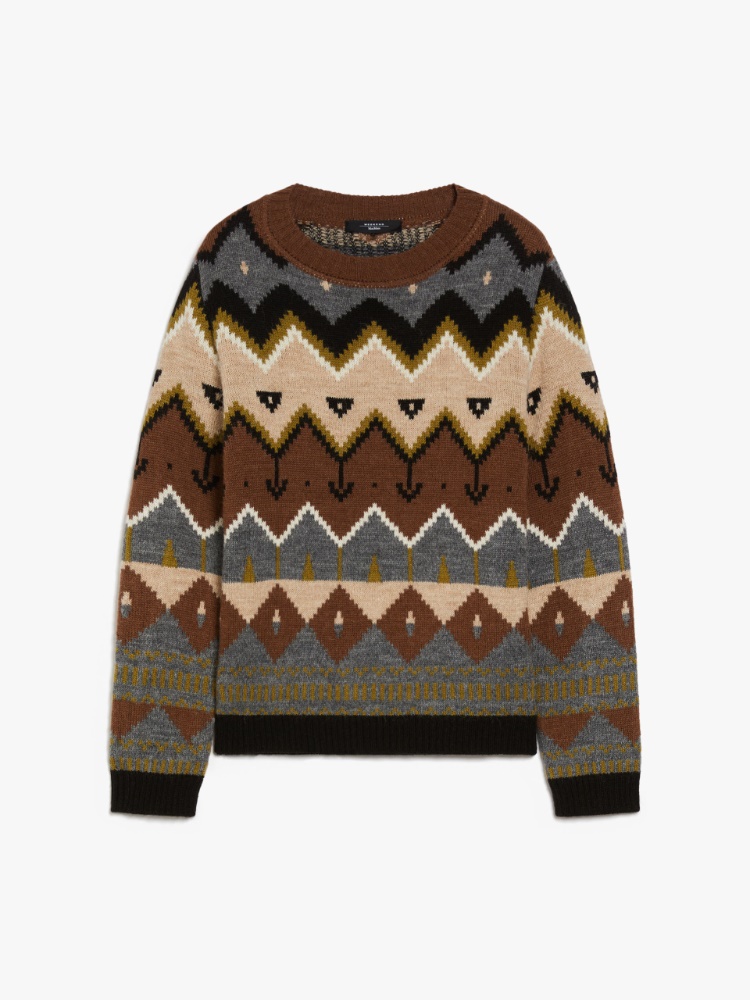 Jacquard alpaca and wool sweater - BROWN - Weekend Max Mara