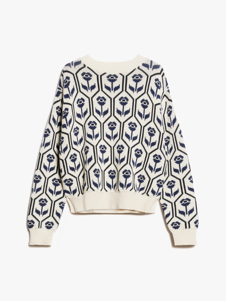 Jacquard-knit cotton sweater - ECRU - Weekend Max Mara