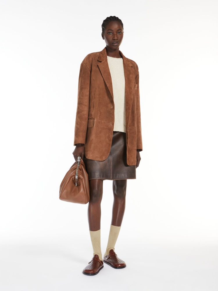 Leather mini skirt - DARK BOWN - Weekend Max Mara