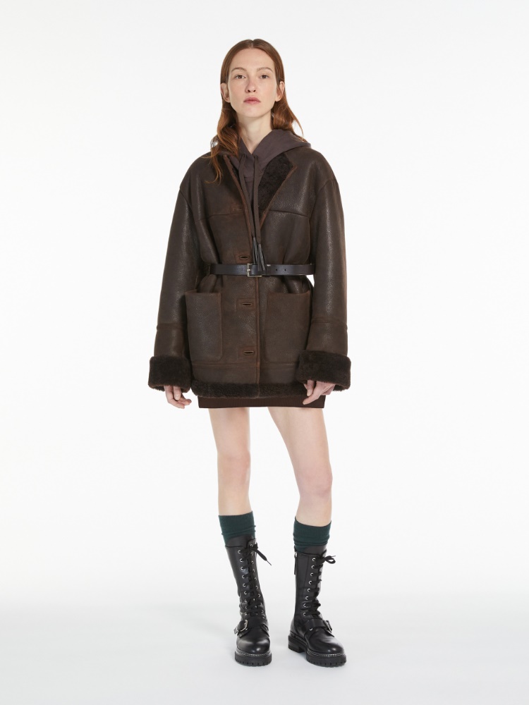 Sheepskin coat with crew neck -  - Weekend Max Mara - 2