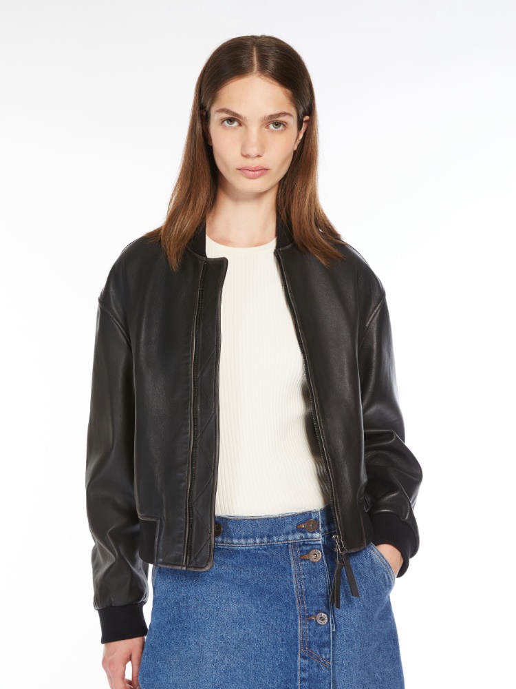 Nappa leather bomber jacket - BLACK - Weekend Max Mara