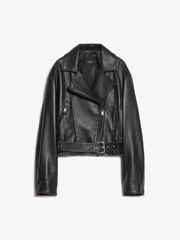 Leather biker jacket - BLACK - Weekend Max Mara - 2