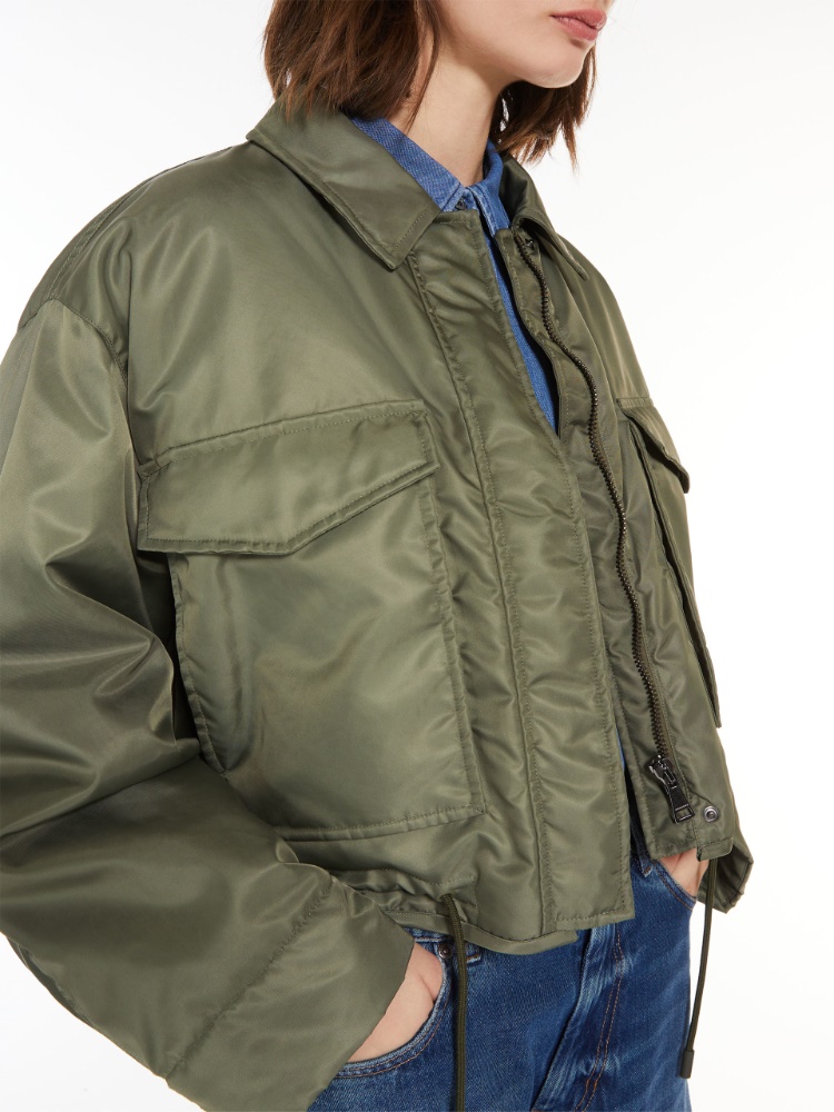 Reversible water-repellent twill bomber jacket - KAKI - Weekend Max Mara