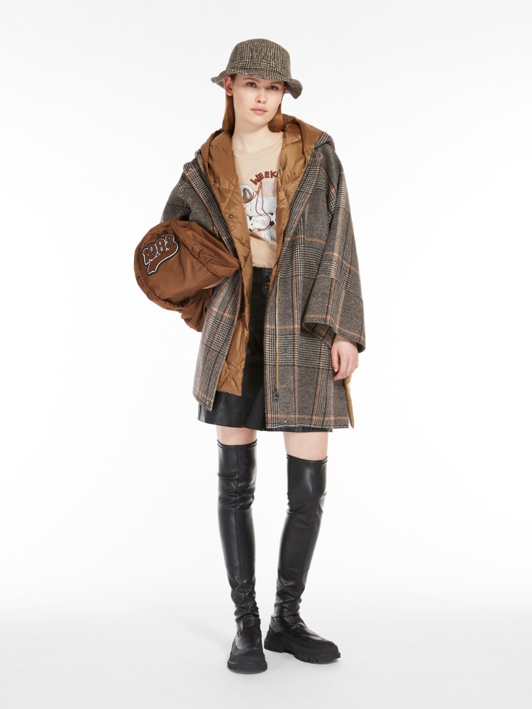 Chequered wool and water-repellent canvas coat - BLACK - Weekend Max Mara