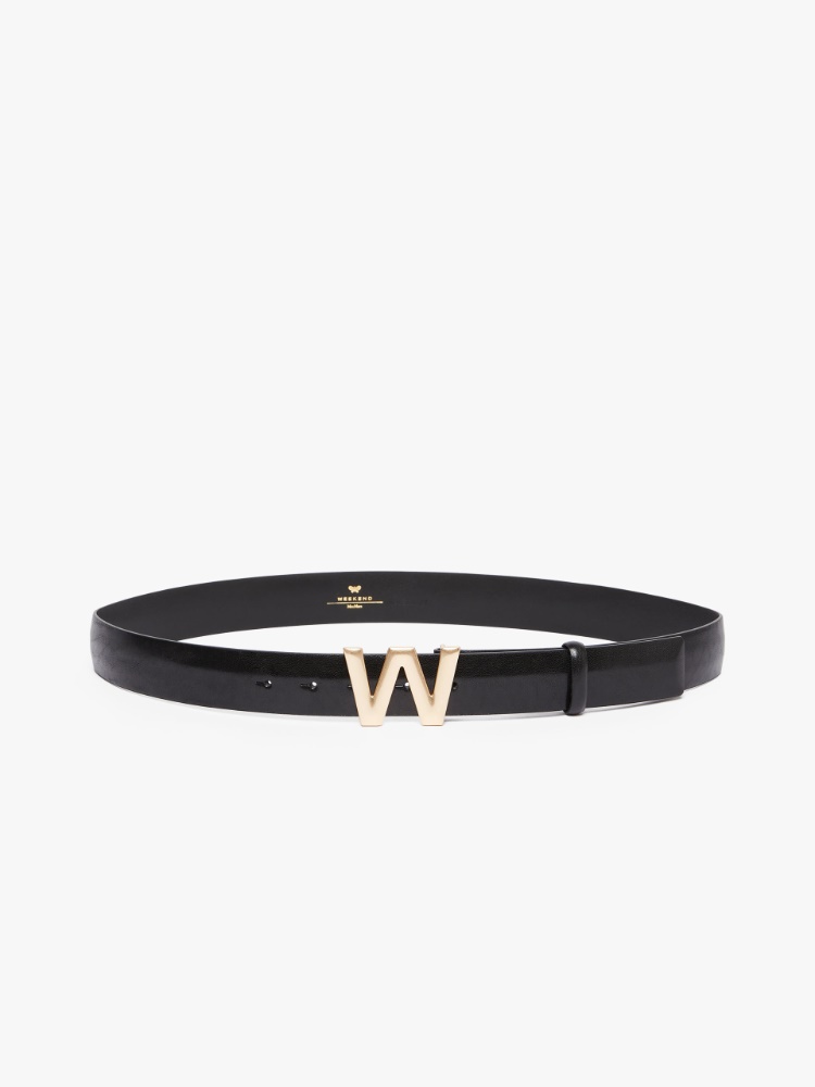 Branded buckle-embellished leather belt - BLACK - Weekend Max Mara