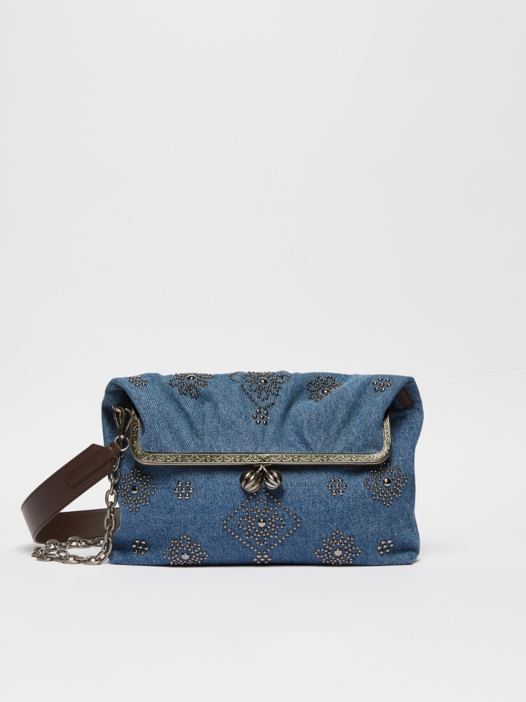 Large embroidered denim clutch-style Pasticcino Bag - CORNFLOWER BLUE - Weekend Max Mara