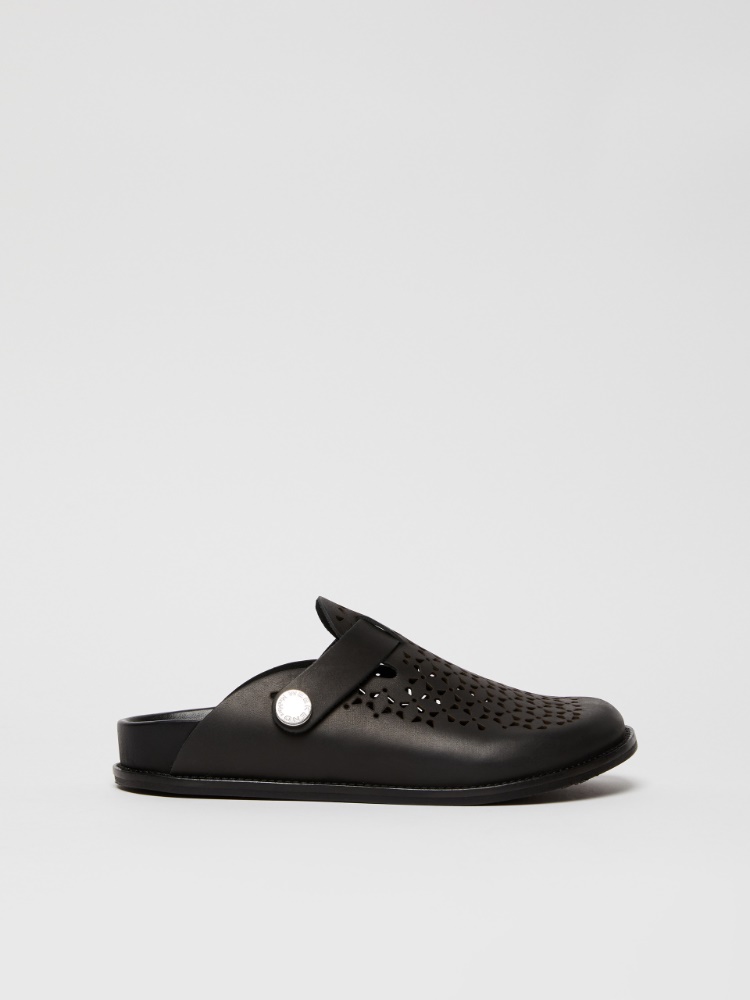 Laser-cut leather mules - BLACK - Weekend Max Mara