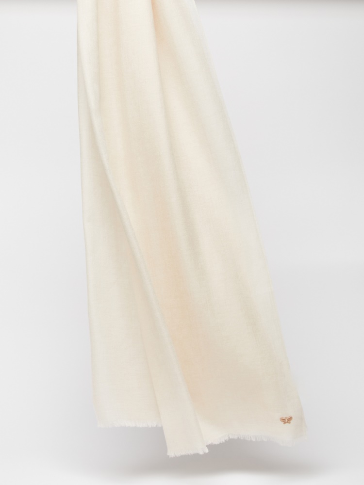 Embroidered logo-decorated wool stole - SAND - Weekend Max Mara