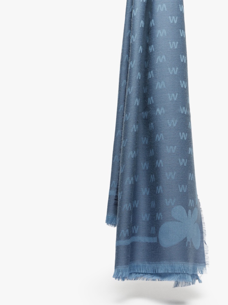 Jacquard-knit viscose and wool shawl - LIGHT BLUE - Weekend Max Mara