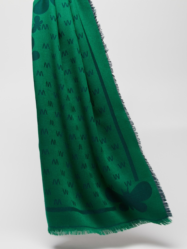 Jacquard-knit viscose and wool shawl - EMERALD - Weekend Max Mara